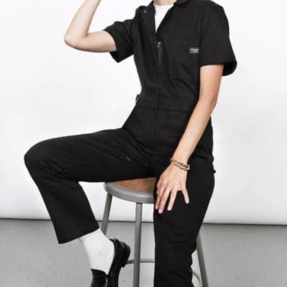 Dark Blue Button Up Utility Overalls With Tapered Leg - Picture 1 of 6